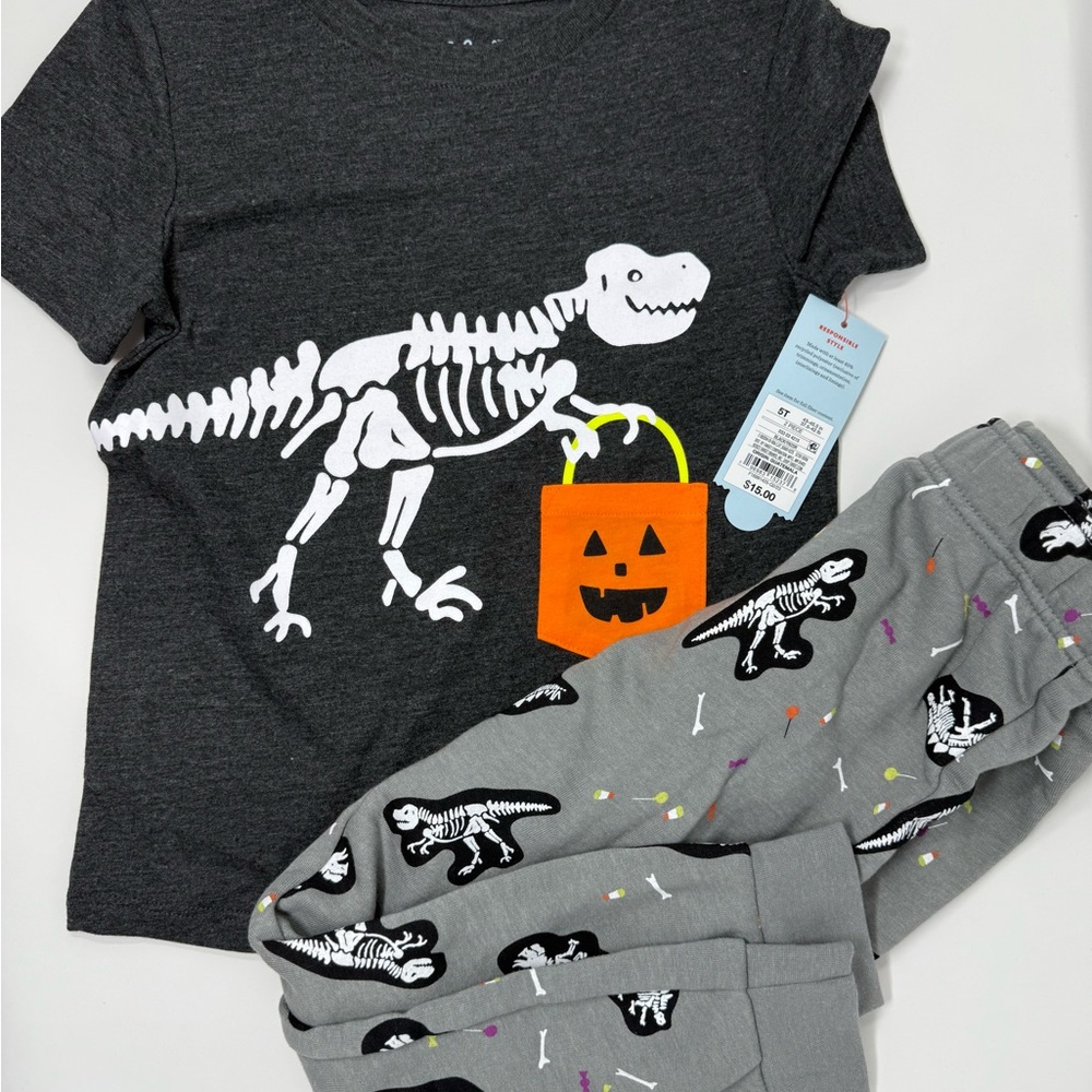 Cat & Jack Gray Dinosaur Pajama Set